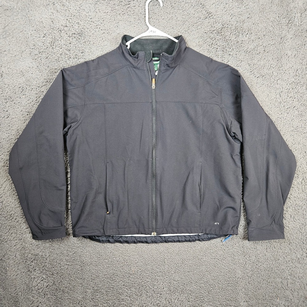 LL Bean Mens XL Softshell Jacket Black‎ Full Zip Mock Neck Windbreaker 0AKL6